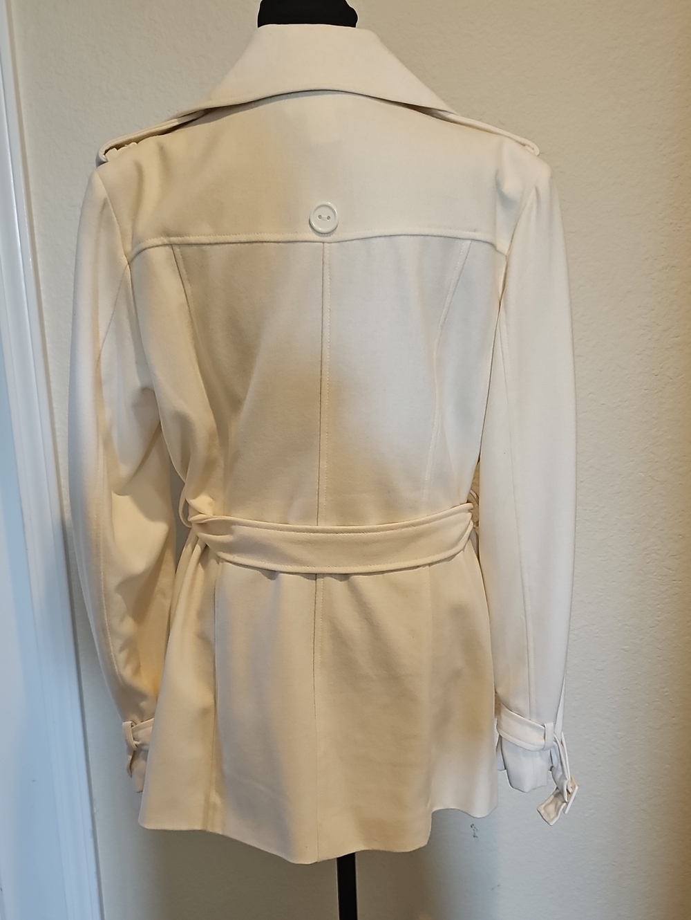 Charlotte Russe Cream Double-Breasted Trench Coat with Belt - Picture 2 of 4